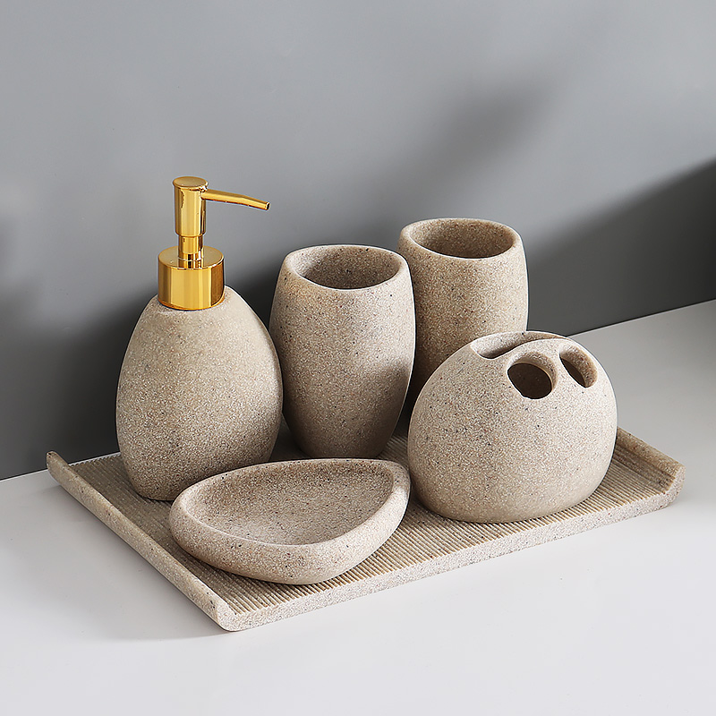 Zara Home Bathroom Set - Nordic Resin Sand Lotion Bottle Soap