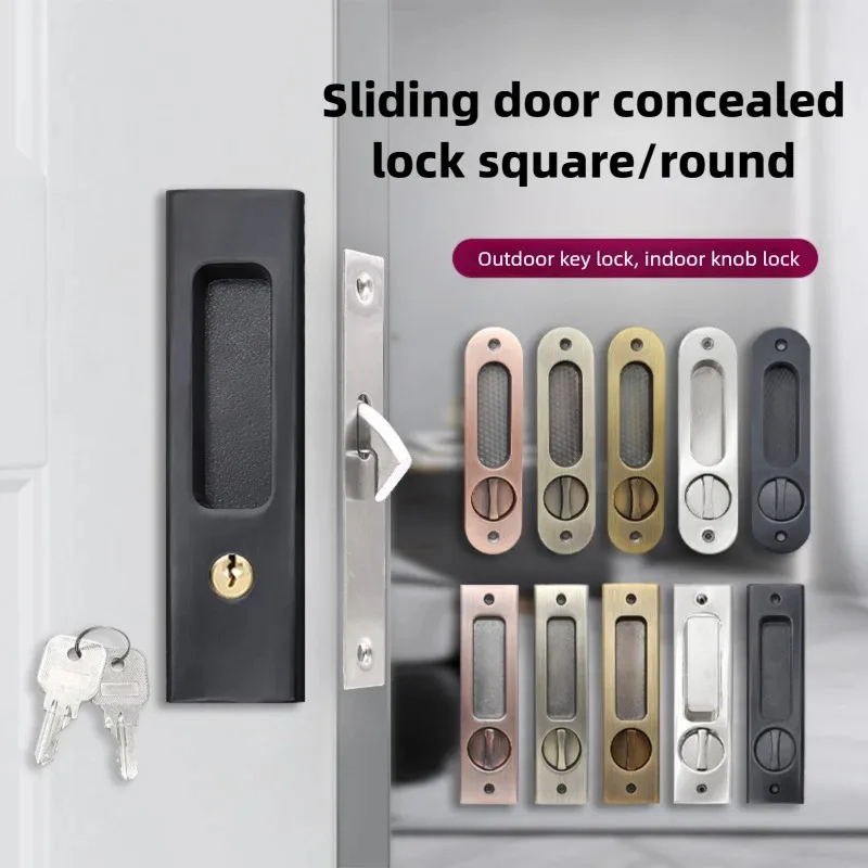 Home Bathroom Key - Durable Black Hook Sliding Door Lock
