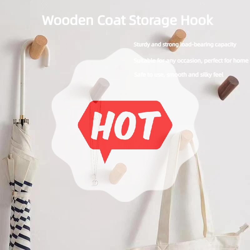 Home Bathroom Key - Wall Hanger Wood Hook Beech Holder
