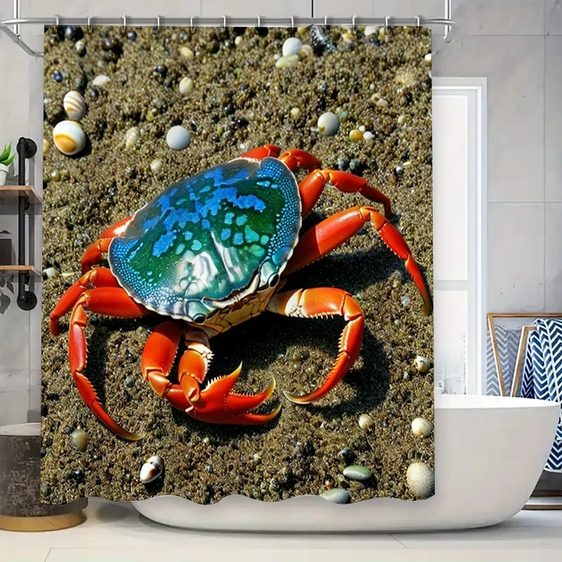 Home Bathroom Decor Ideas - 3D Printed Shower Curtain Blue Crab
