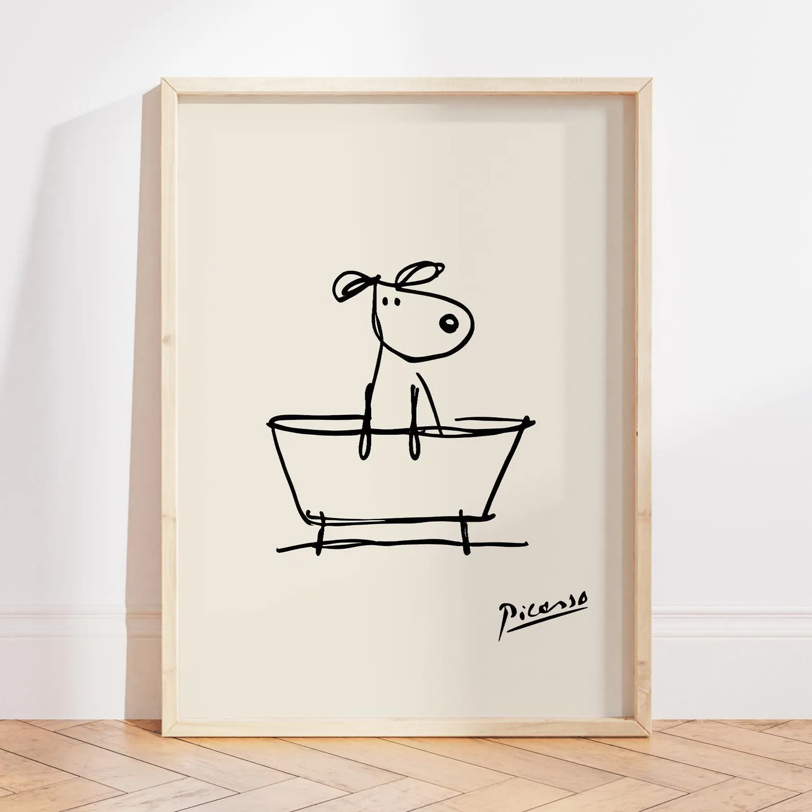 Home Bathroom Pictures - Dog in a Bathtub Wall Art