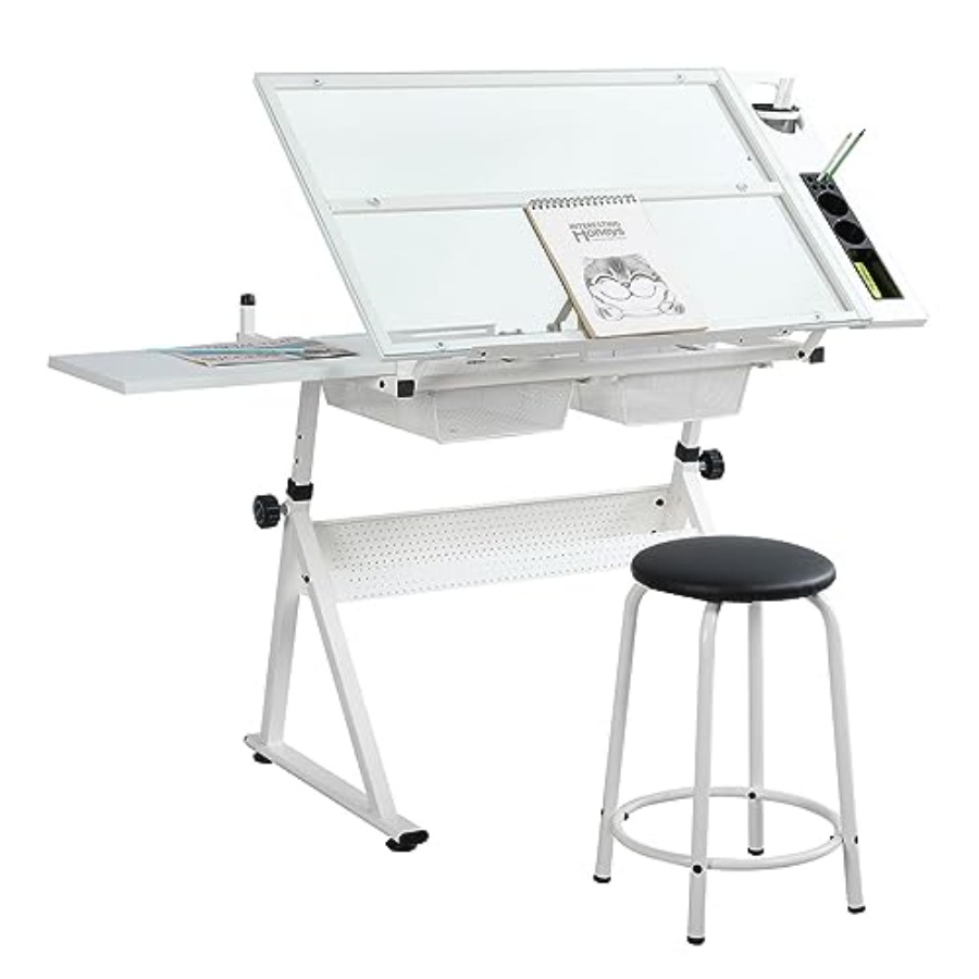 Home & Bathroom Building Products Pte Ltd - Drafting Table with Stool Modern Adjustable