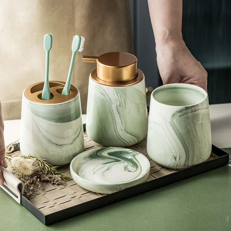 Zara Home Bathroom Set - Ceramics Bathroom Accessories Luxury Marble Soap