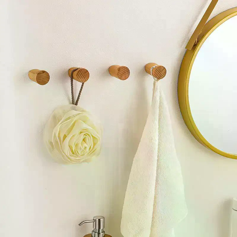 Home Bathroom Key - Wall Hanger Wood Hook Beech Holder