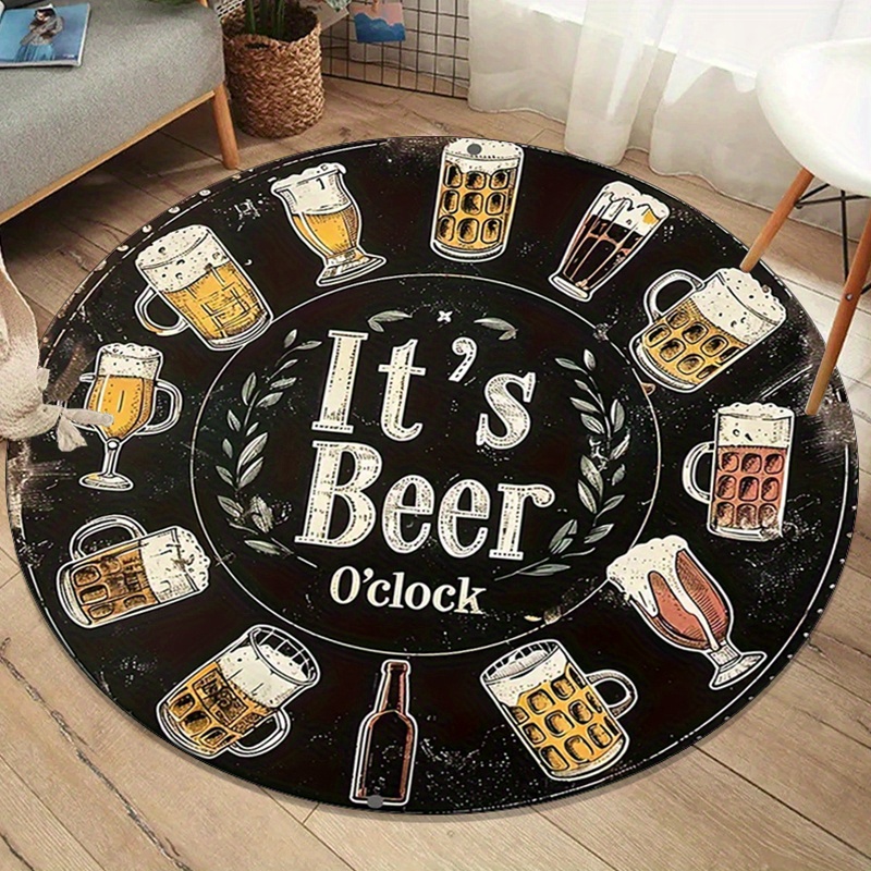Home Bathroom Decor Ideas - Funny Beer O’Clock Round Rug Flannel