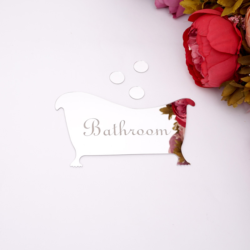Home Bathroom Door Signs - Bathroom Entrance Sign Acrylic Mirror Surface