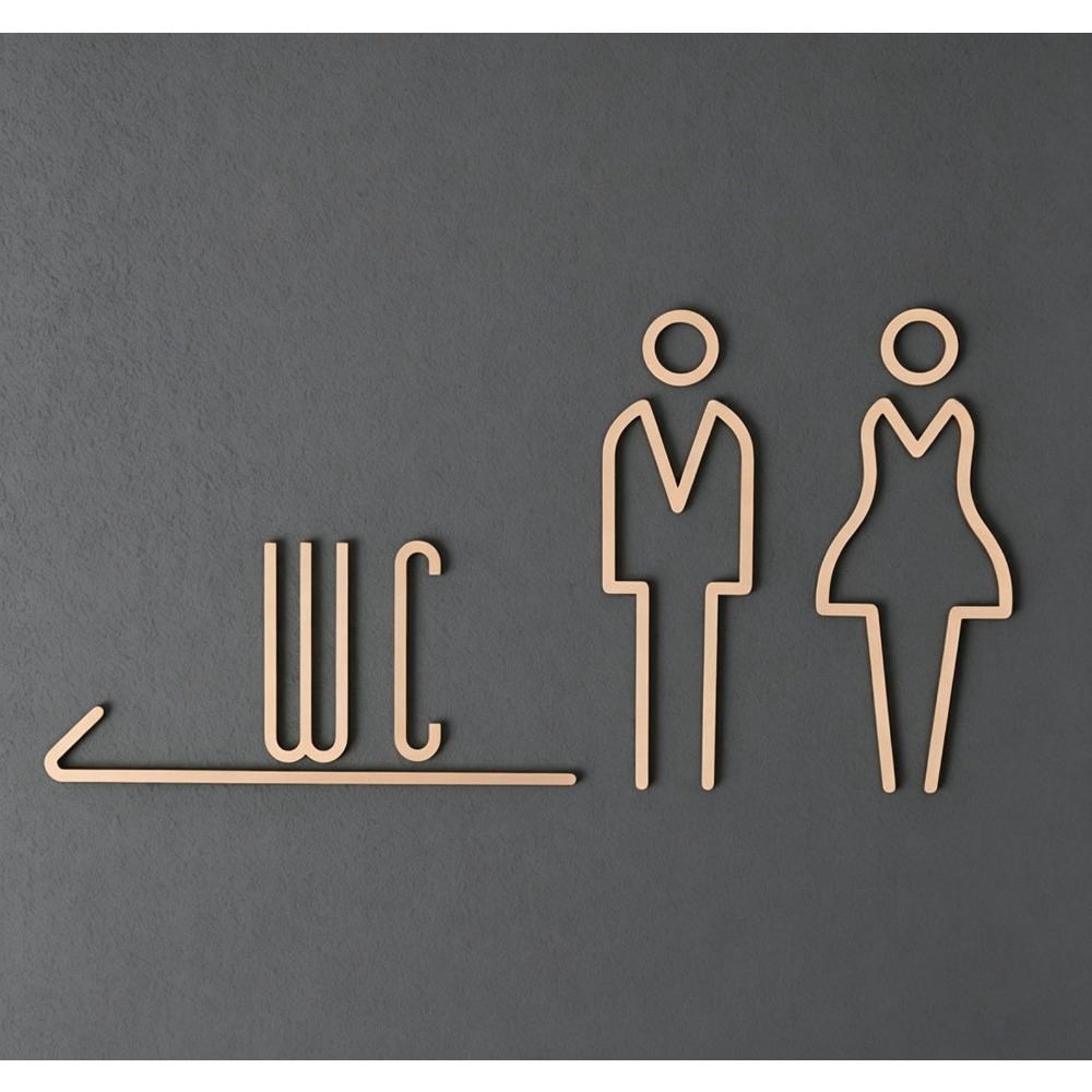 Brass Restroom Door Sign, Gold - Home Bathroom Door Signs บทวิจารณ์และราคา