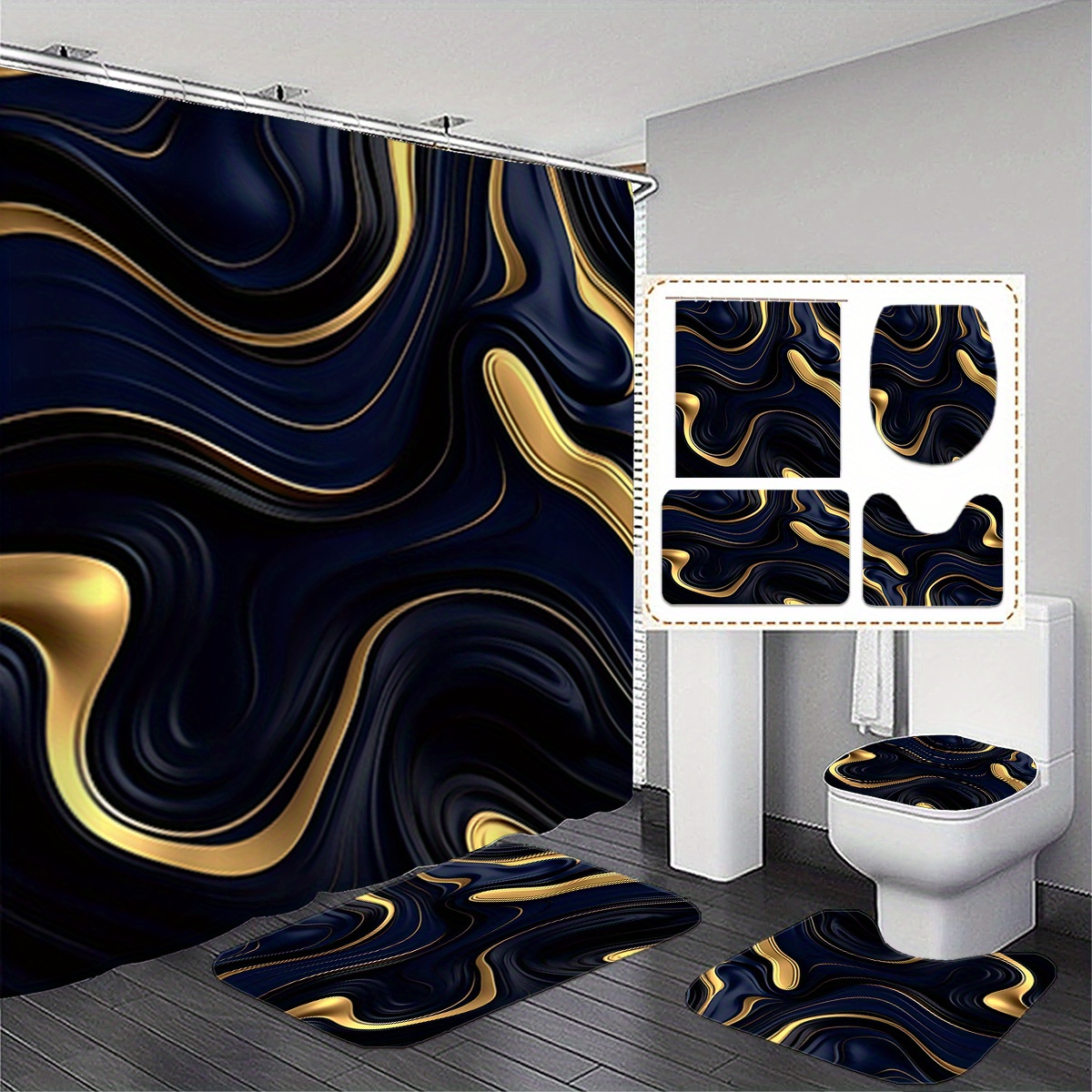 1/3 Piece Black Gold Bath Set  - Zara Home Bathroom Set บทวิจารณ์และราคา
