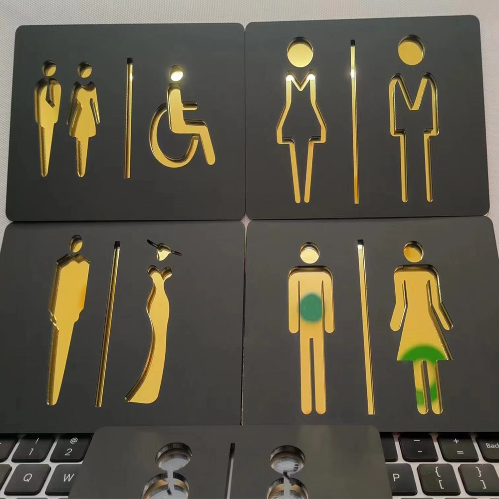 Matte Black Gold Toilet Sign P - Home Bathroom Door Signs บทวิจารณ์และราคา