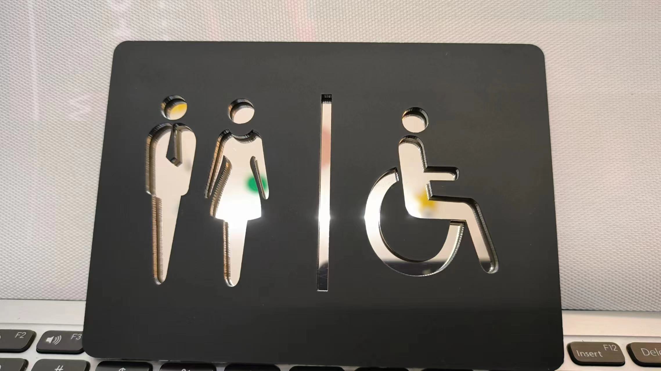 Matte Black Gold Toilet Sign P - Home Bathroom Door Signs บทวิจารณ์และราคา