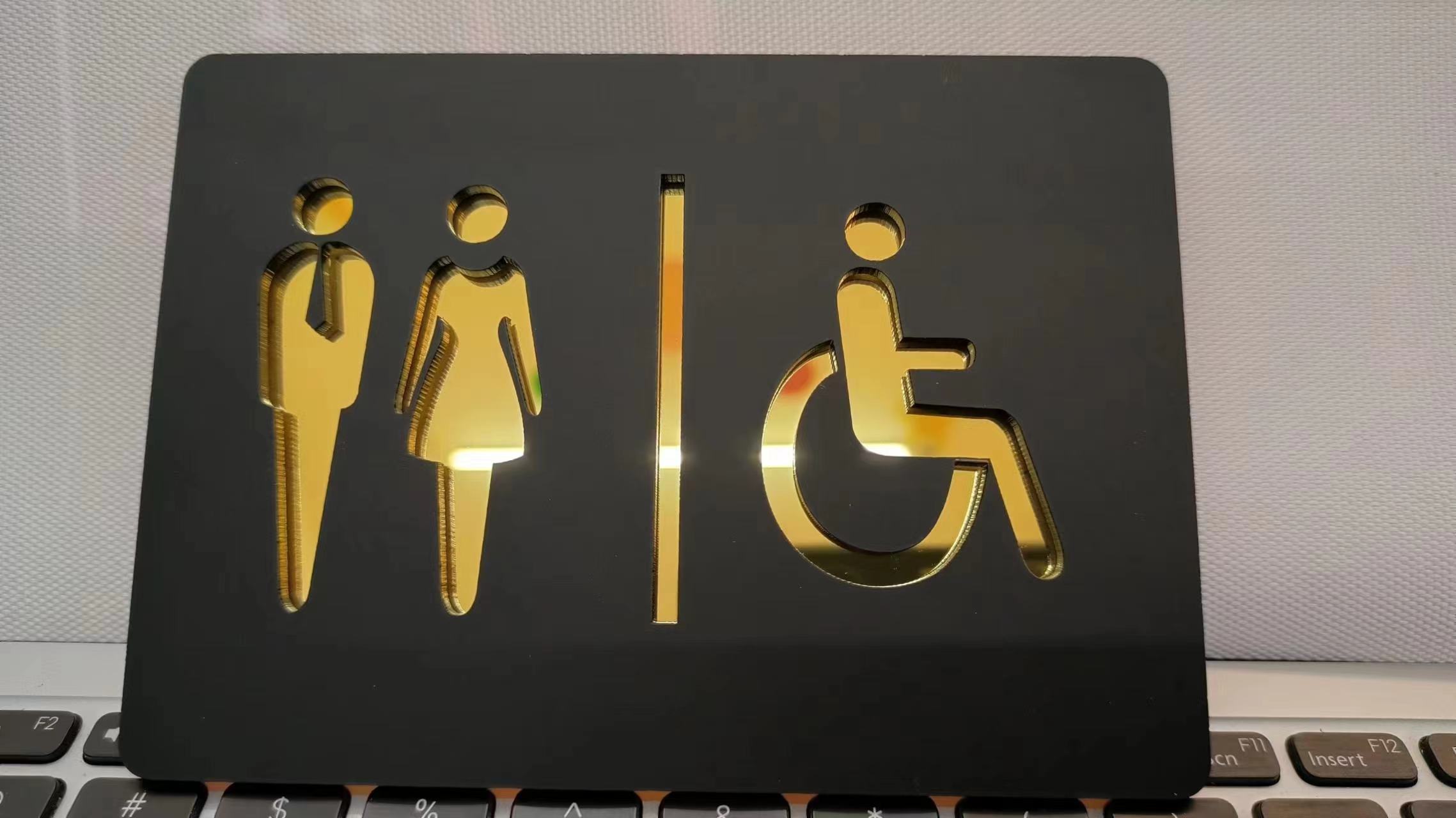 Matte Black Gold Toilet Sign P - Home Bathroom Door Signs บทวิจารณ์และราคา