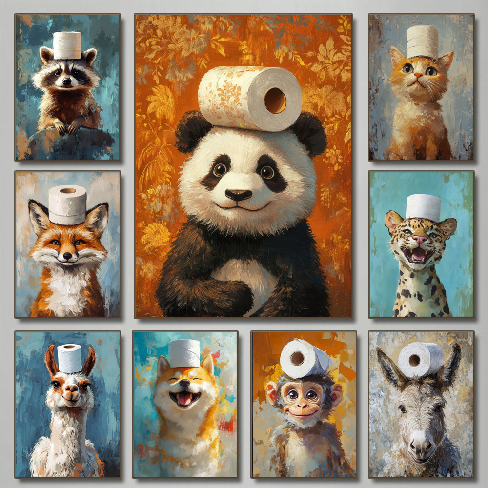 Cartoon Cute Funny Animals wit - Home Bathroom Pictures บทวิจารณ์และราคา