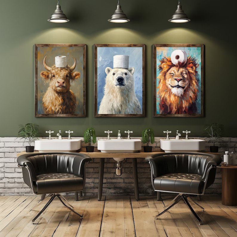 Cartoon Cute Funny Animals wit - Home Bathroom Pictures บทวิจารณ์และราคา