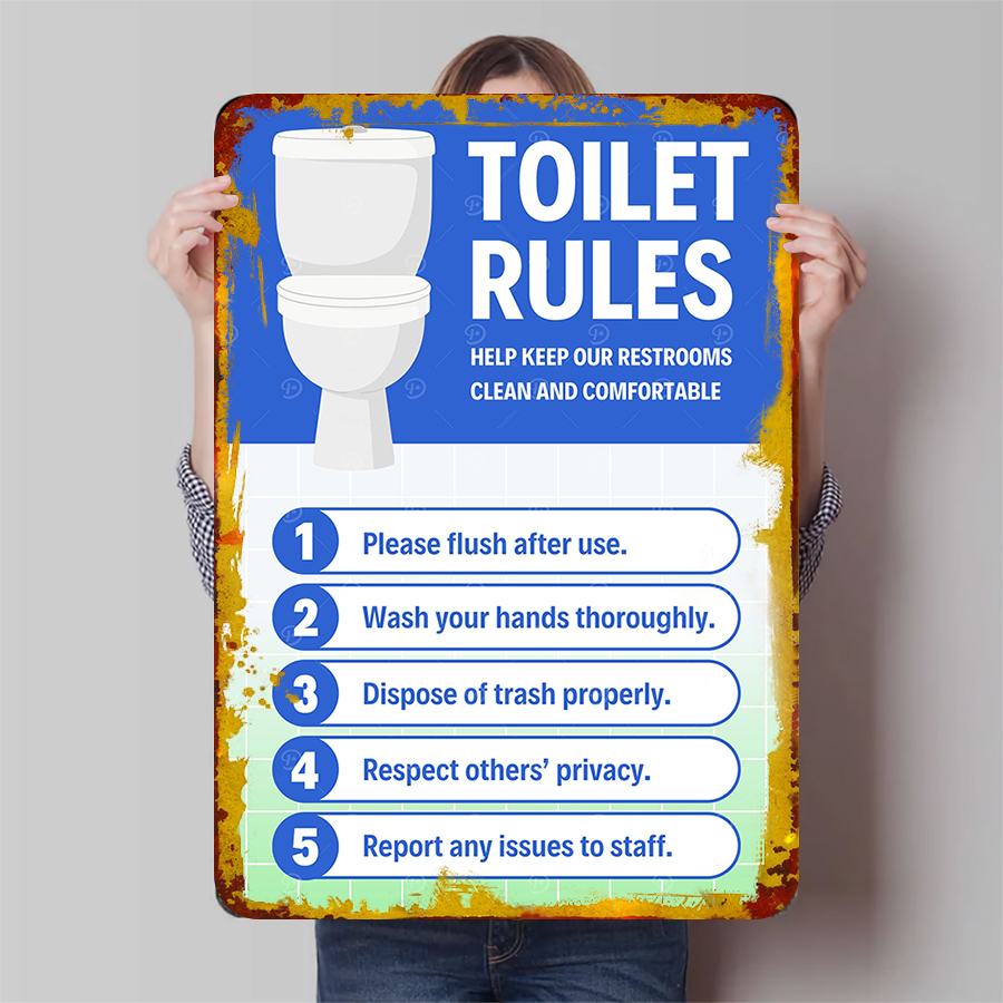 Custom Toilet Rules Metal Sign - Home Bathroom Etiquette บทวิจารณ์และราคา