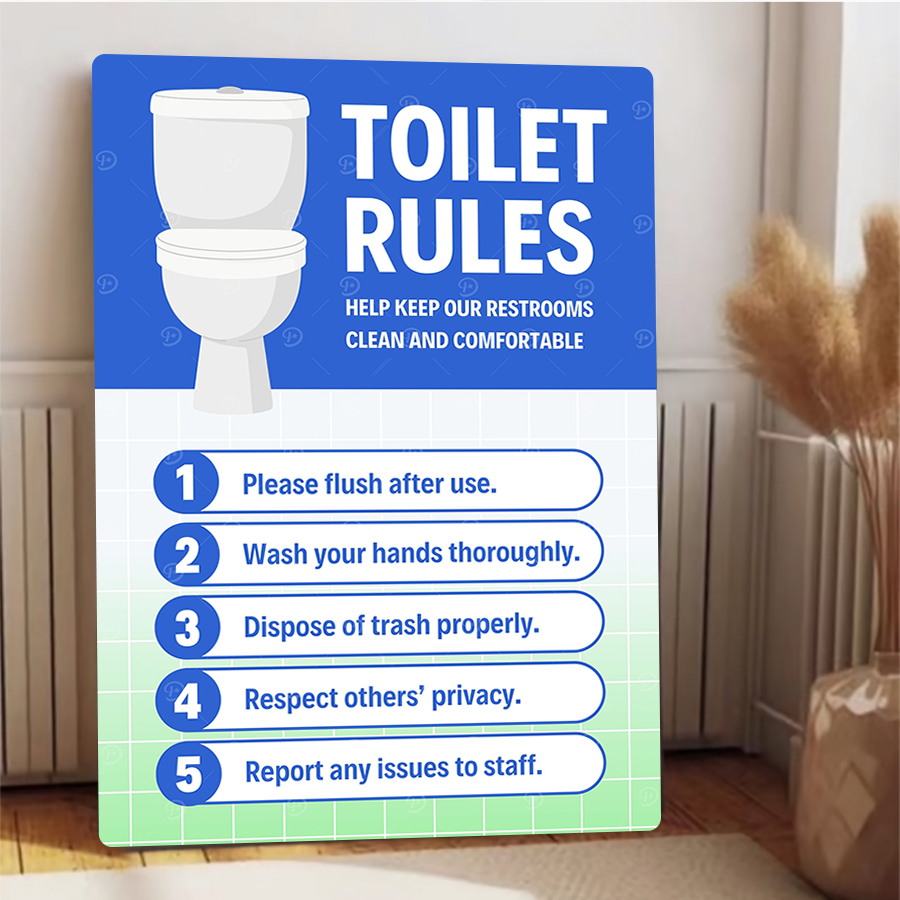 Custom Toilet Rules Metal Sign - Home Bathroom Etiquette บทวิจารณ์และราคา