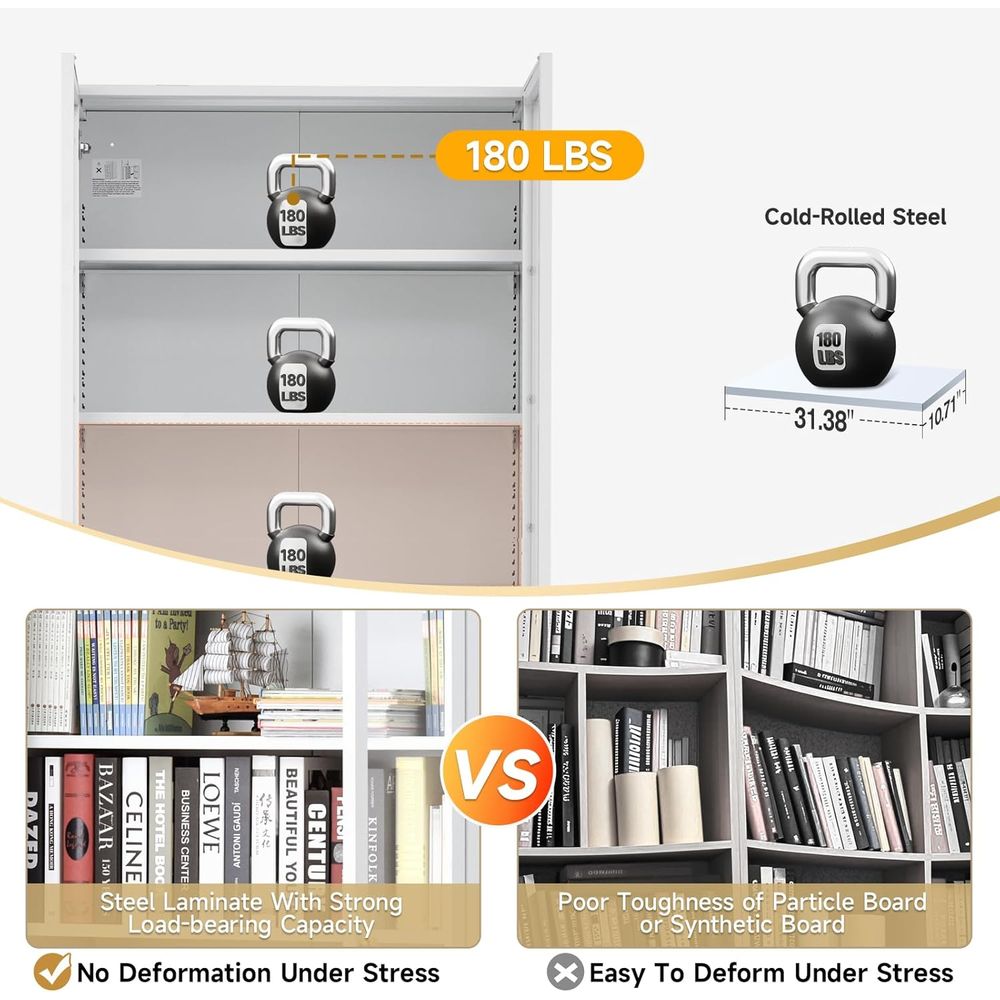 70.87 Tall Metal Bookshelf, 5- - Home & Bathroom Building Products Pte Ltd บทวิจารณ์และราคา