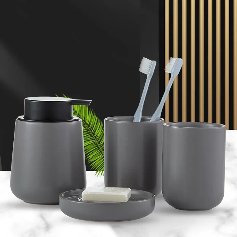 Dark grey Ceramic Bath Lotion  - Zara Home Bathroom Set บทวิจารณ์และราคา