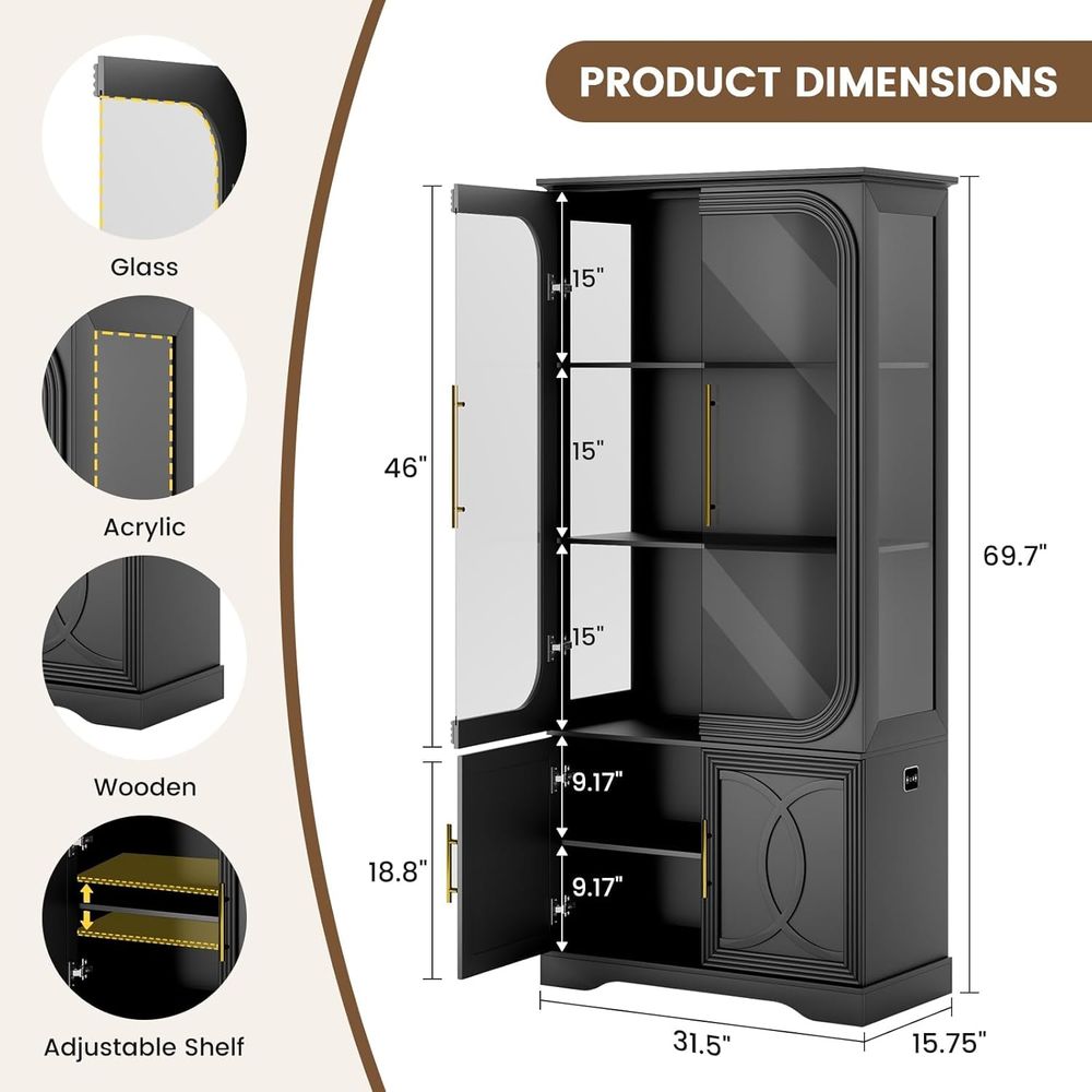 69 Tall Glass Display Cabinet  - Home & Bathroom Building Products Pte Ltd บทวิจารณ์และราคา