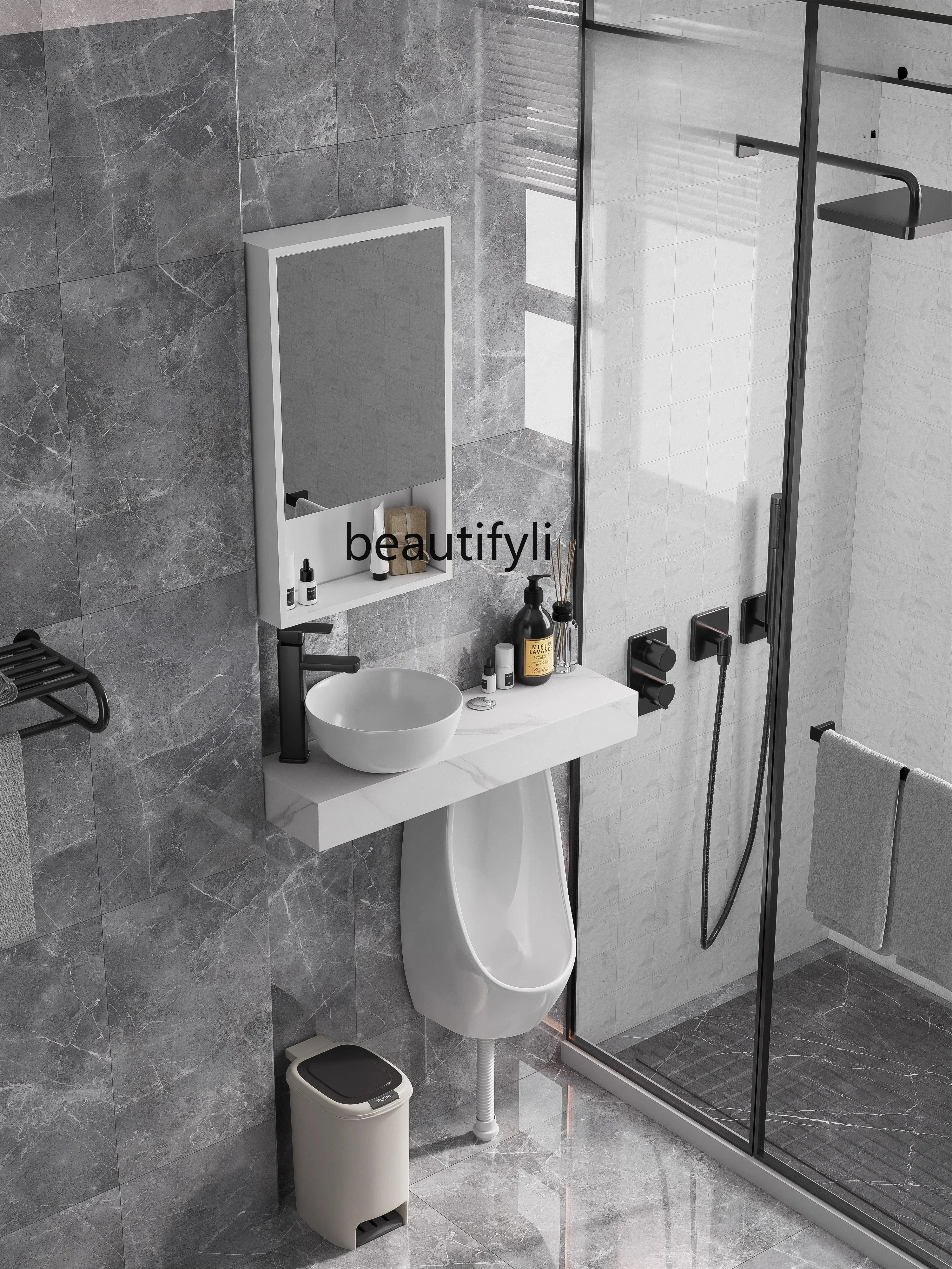 Urinal rock slab countertop in - Home Bathroom Urinal บทวิจารณ์และราคา