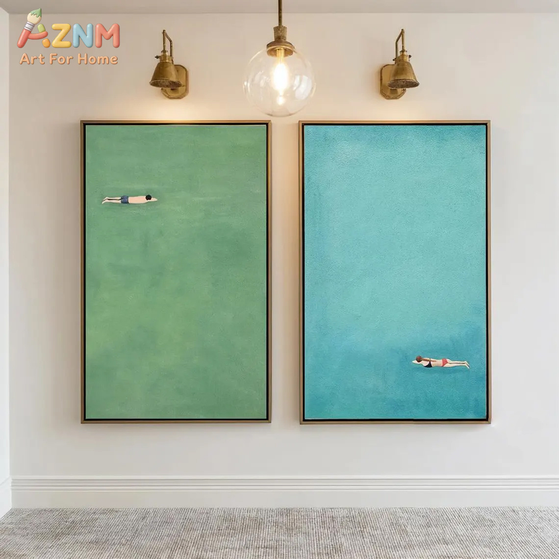 AZNM Minimalist Swimmer Canvas - Home Bathroom Pictures บทวิจารณ์และราคา