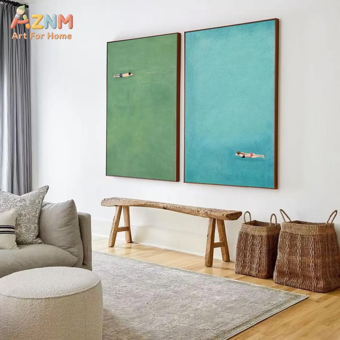 AZNM Minimalist Swimmer Canvas - Home Bathroom Pictures บทวิจารณ์และราคา