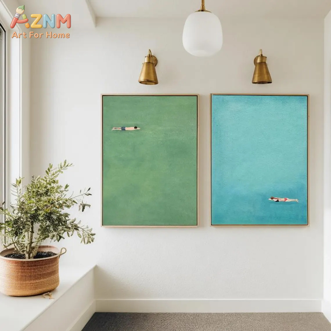 AZNM Minimalist Swimmer Canvas - Home Bathroom Pictures บทวิจารณ์และราคา