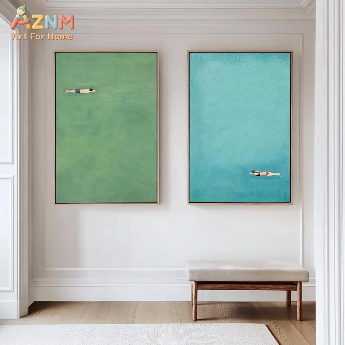 AZNM Minimalist Swimmer Canvas - Home Bathroom Pictures บทวิจารณ์และราคา