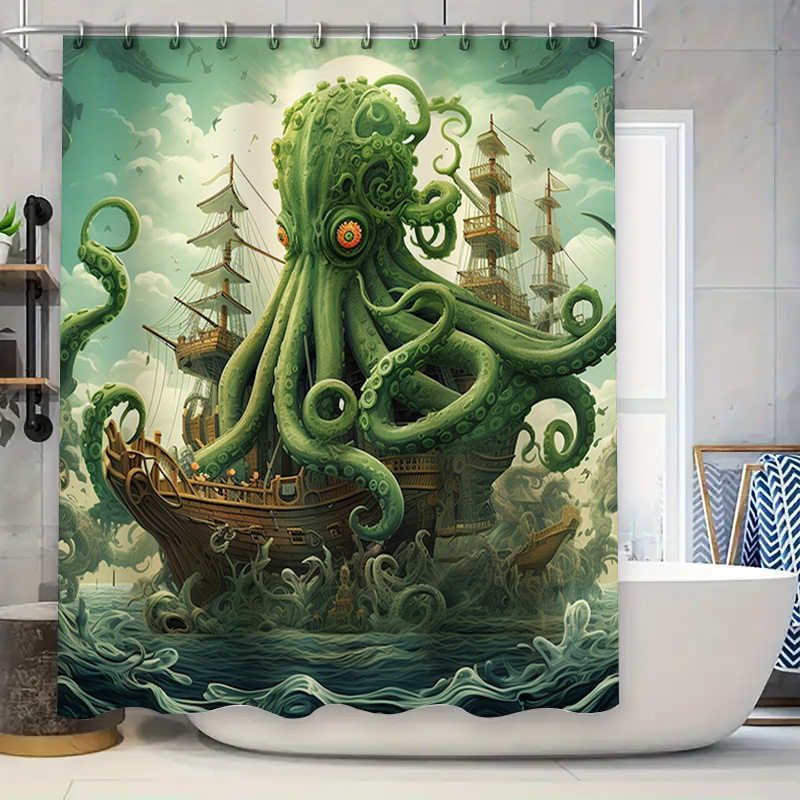 Octopus Ship Shower Curtain Su - Home Bathroom Decor Ideas บทวิจารณ์และราคา