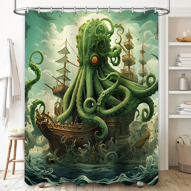 Octopus Ship Shower Curtain Su - Home Bathroom Decor Ideas บทวิจารณ์และราคา