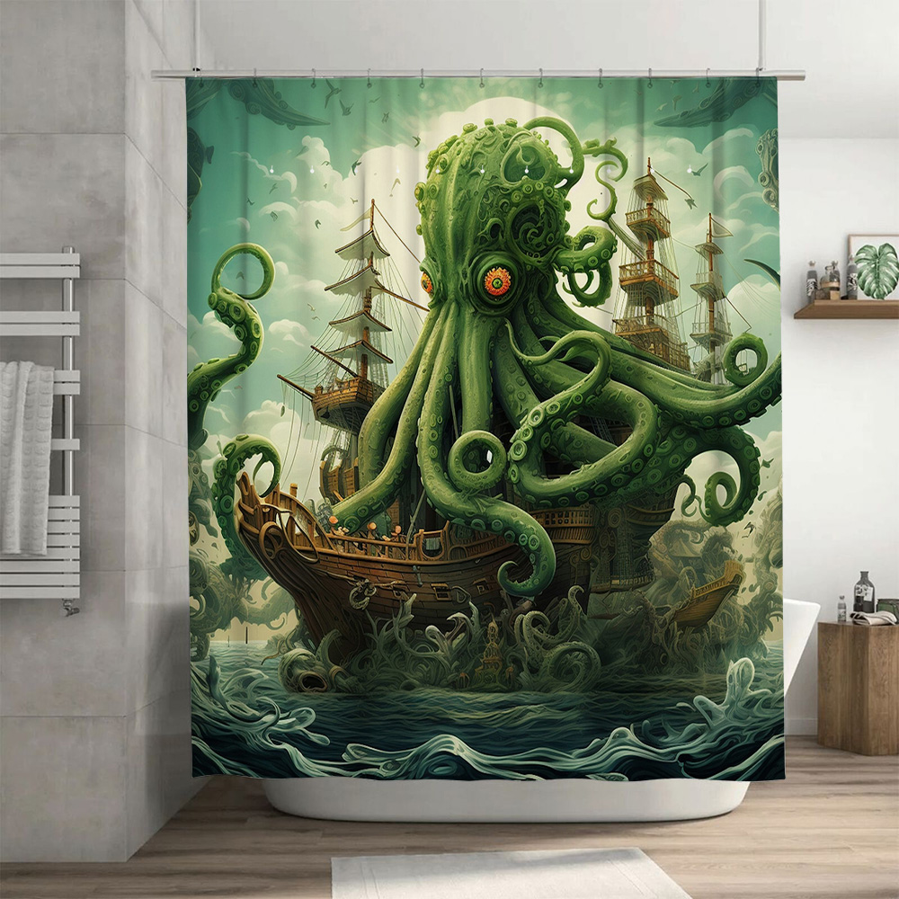 Octopus Ship Shower Curtain Su - Home Bathroom Decor Ideas บทวิจารณ์และราคา