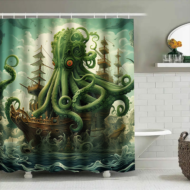 Octopus Ship Shower Curtain Su - Home Bathroom Decor Ideas บทวิจารณ์และราคา