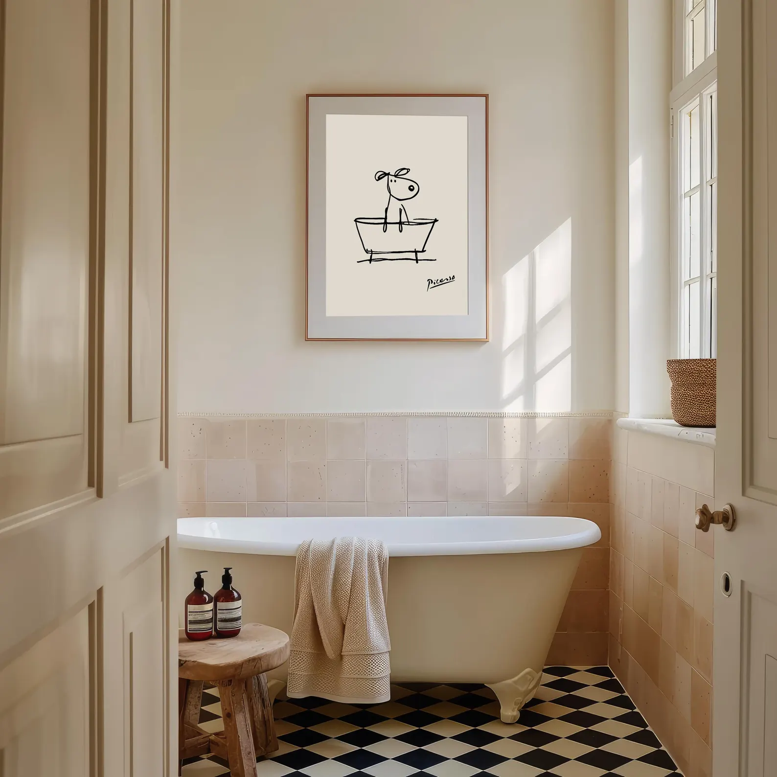 Dog in a Bathtub Wall Art Prin - Home Bathroom Pictures บทวิจารณ์และราคา