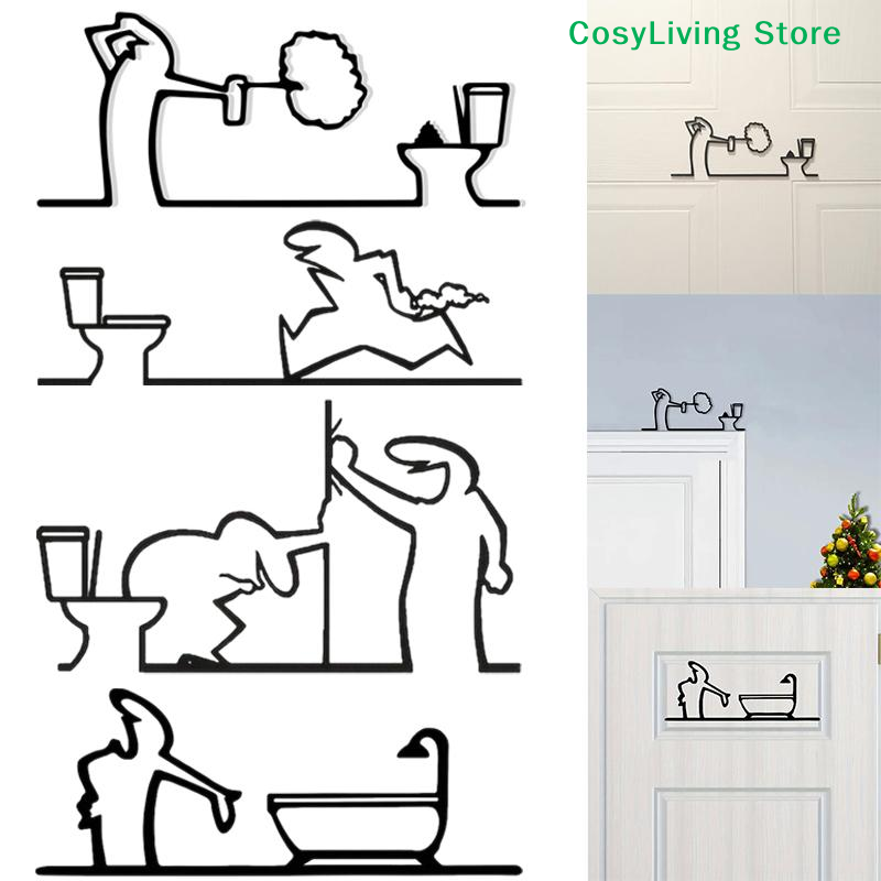 Metal Minimalist Line Bathroom - Home Bathroom Door Signs บทวิจารณ์และราคา