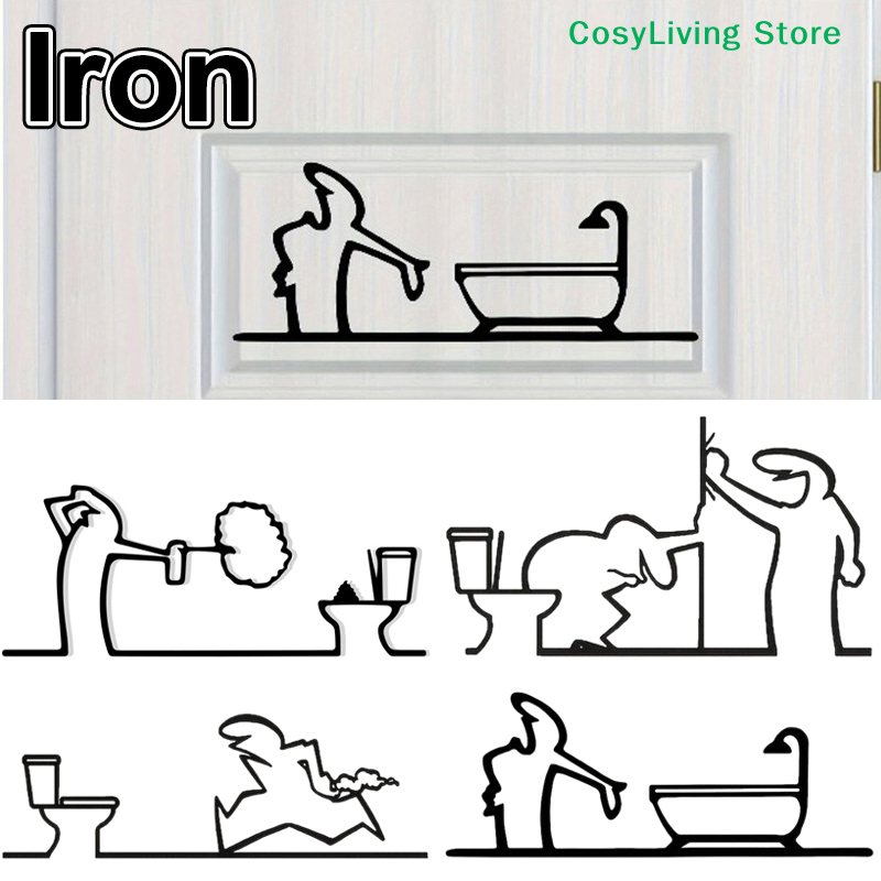 Metal Minimalist Line Bathroom - Home Bathroom Door Signs บทวิจารณ์และราคา