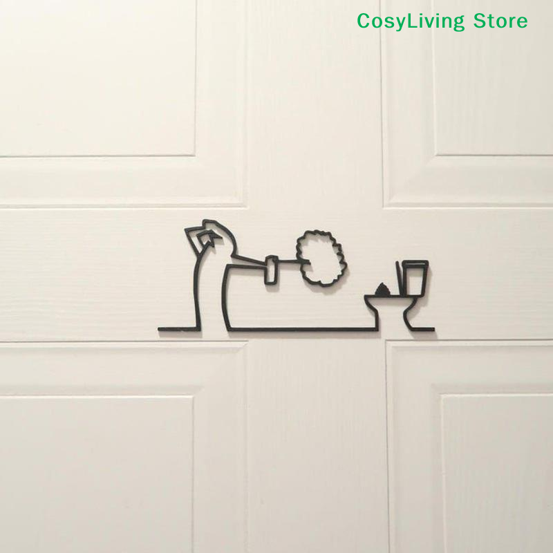 Metal Minimalist Line Bathroom - Home Bathroom Door Signs บทวิจารณ์และราคา