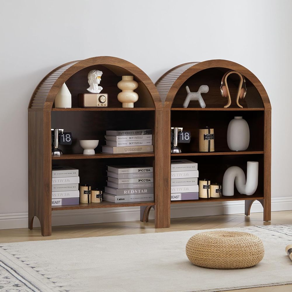 Walnut 3-Shelf Arched Bookcase - Home & Bathroom Building Products Pte Ltd บทวิจารณ์และราคา
