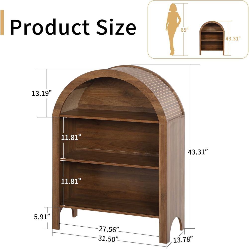 Walnut 3-Shelf Arched Bookcase - Home & Bathroom Building Products Pte Ltd บทวิจารณ์และราคา