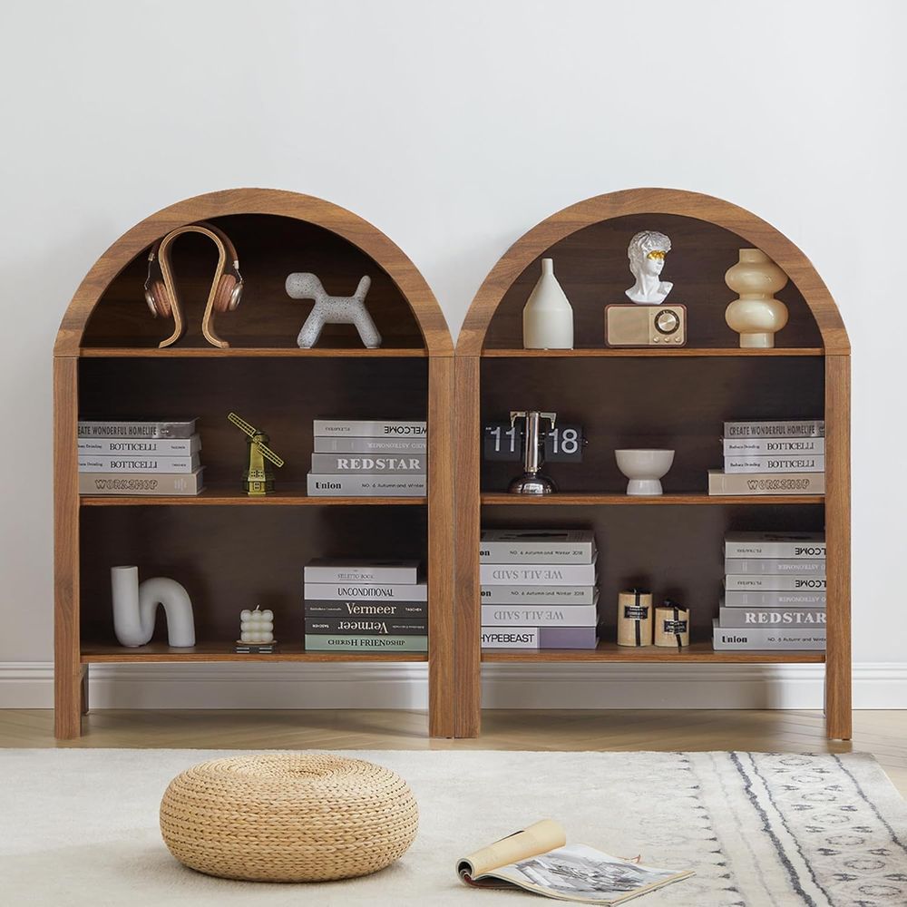 Walnut 3-Shelf Arched Bookcase - Home & Bathroom Building Products Pte Ltd บทวิจารณ์และราคา