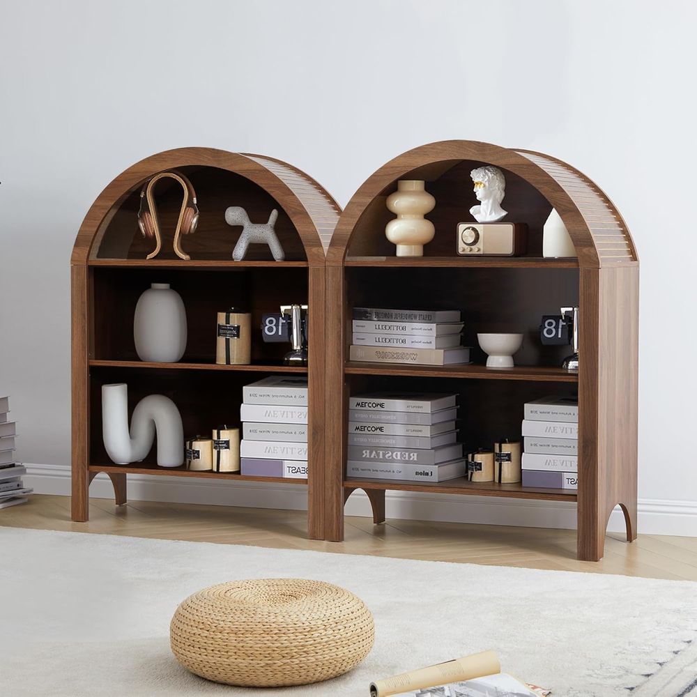 Walnut 3-Shelf Arched Bookcase - Home & Bathroom Building Products Pte Ltd บทวิจารณ์และราคา