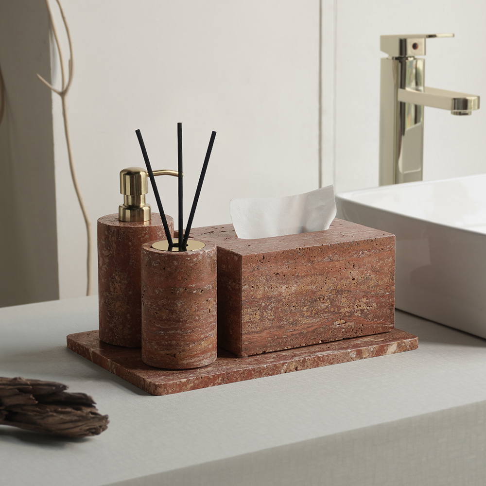 Red Travertine Bathroom Set Vi - Zara Home Bathroom Set บทวิจารณ์และราคา