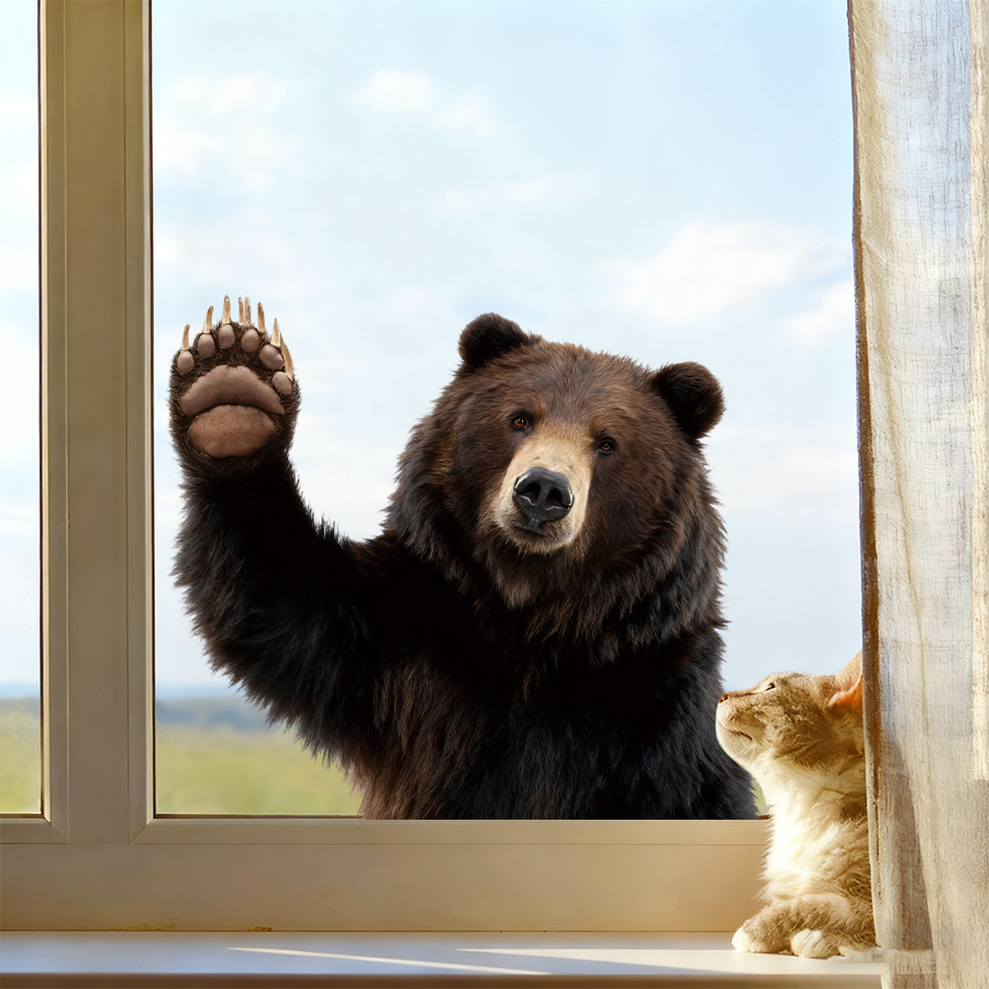 1Pc Lifelike Bear Wall Sticker - Home One Bathroom บทวิจารณ์และราคา