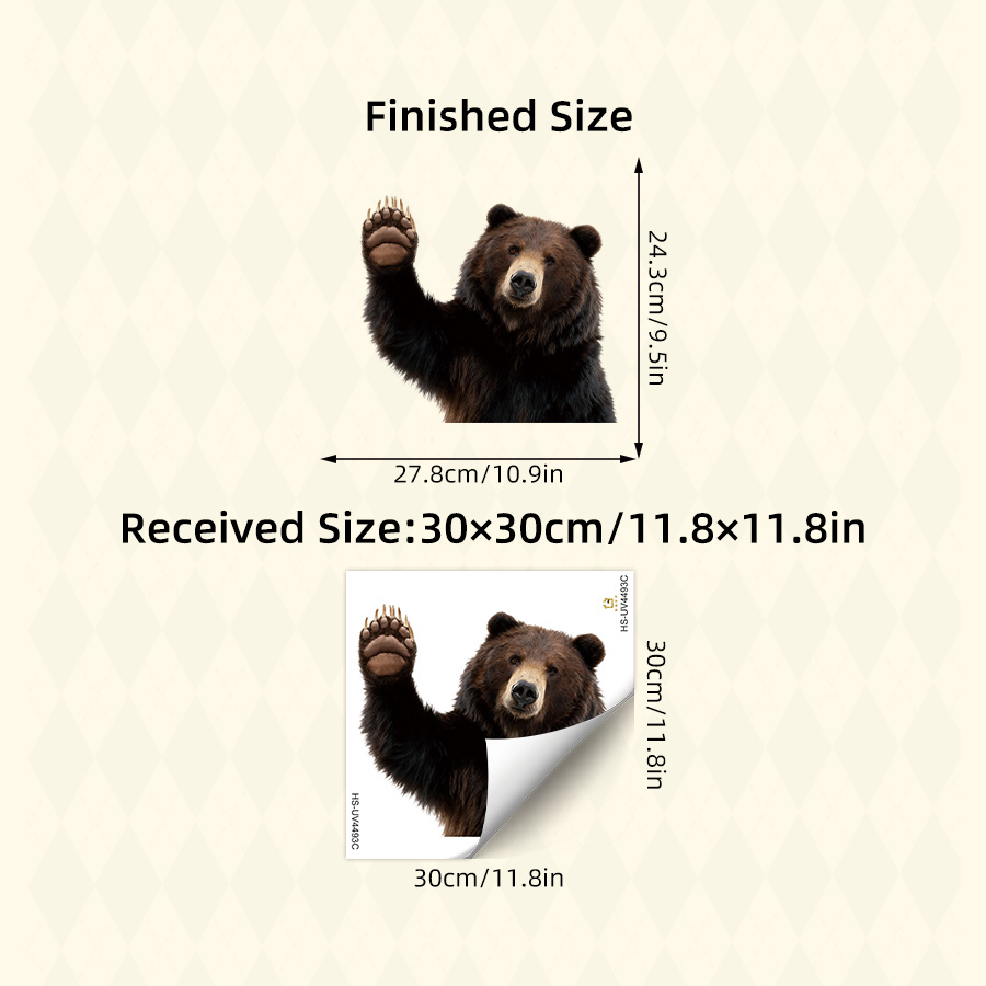 1Pc Lifelike Bear Wall Sticker - Home One Bathroom บทวิจารณ์และราคา