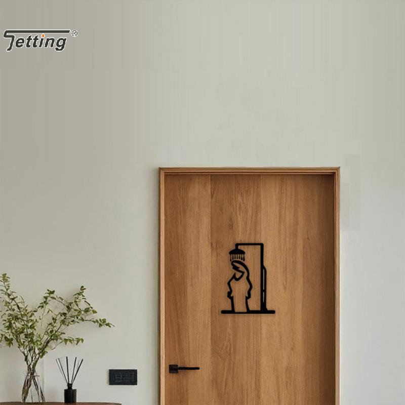 Black Shower Figure Wall Decor - Home Bathroom Door Signs บทวิจารณ์และราคา