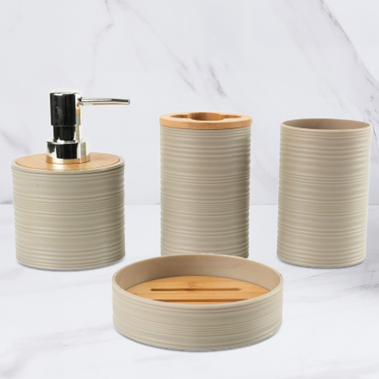 4pcs Bamboo Bathroom Supplies  - Zara Home Bathroom Set บทวิจารณ์และราคา