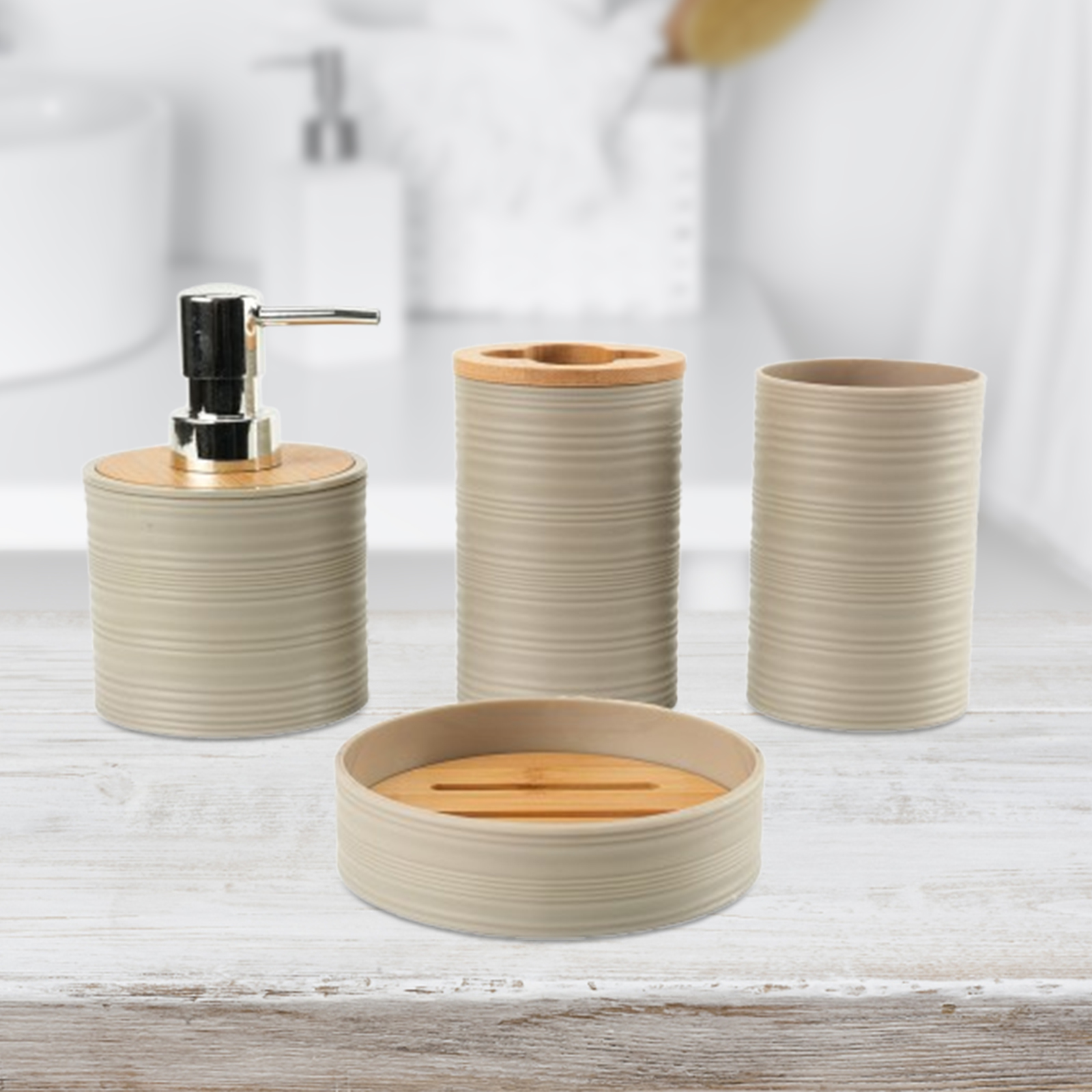 4pcs Bamboo Bathroom Supplies  - Zara Home Bathroom Set บทวิจารณ์และราคา