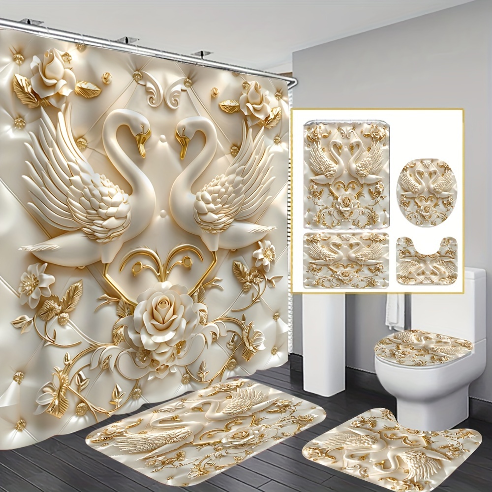 Elegant 3D Swans and Roses Lux - Zara Home Bathroom Set บทวิจารณ์และราคา