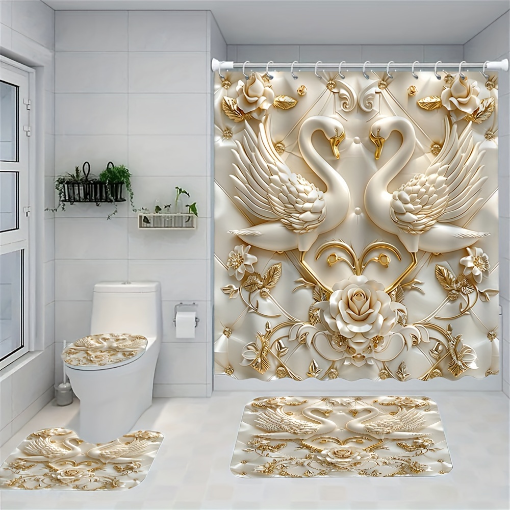 Elegant 3D Swans and Roses Lux - Zara Home Bathroom Set บทวิจารณ์และราคา