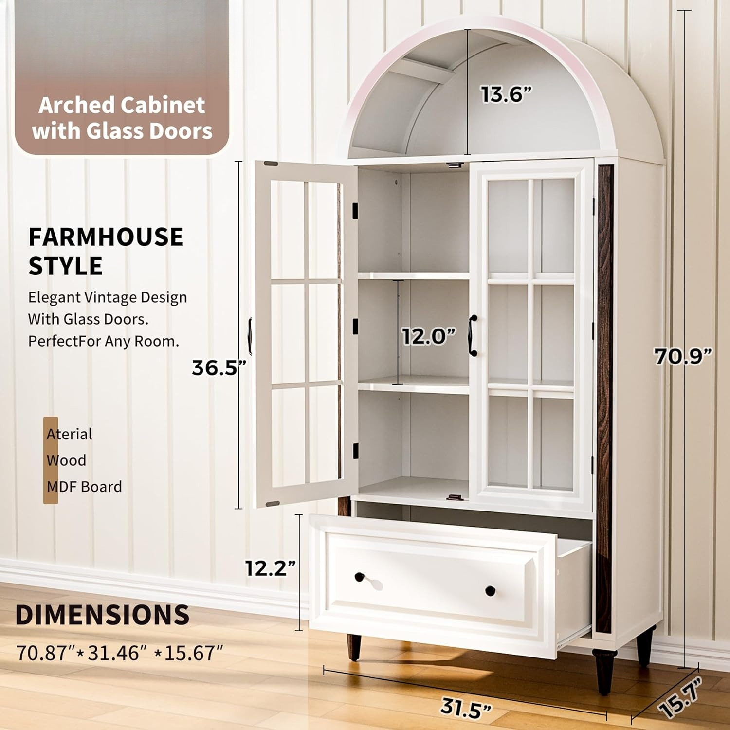 71” Handcrafted Arched Bookcas - Home & Bathroom Building Products Pte Ltd บทวิจารณ์และราคา
