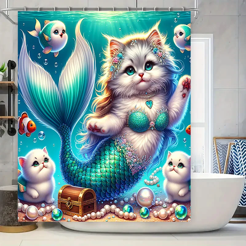Shower Curtain Mermaid Cat Fis - Home Bathroom Decor Ideas บทวิจารณ์และราคา