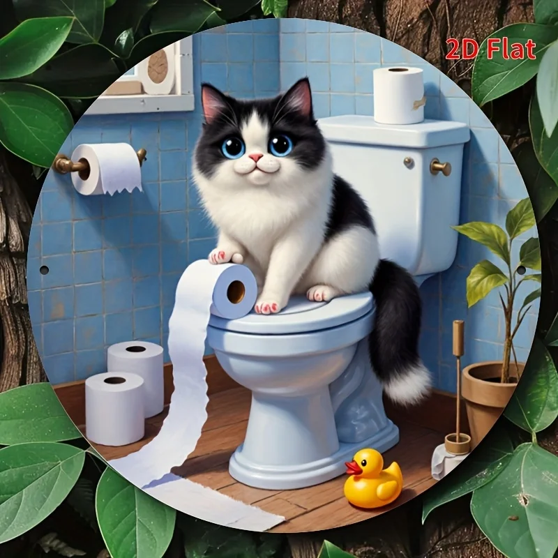 2D Metal Sign Funny Cat On Toi - Home Bathroom Decor Ideas บทวิจารณ์และราคา